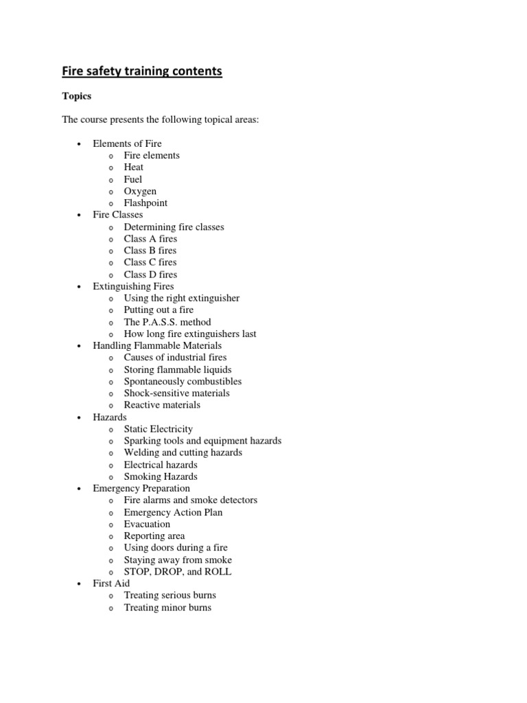 Fire Safety Training Overview | PDF