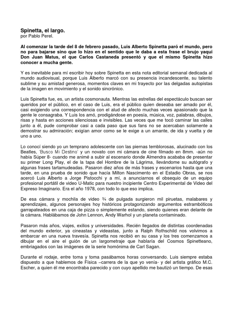 Spinetta El Largo - Pablo Perel | PDF | Artes (general) | Ocio