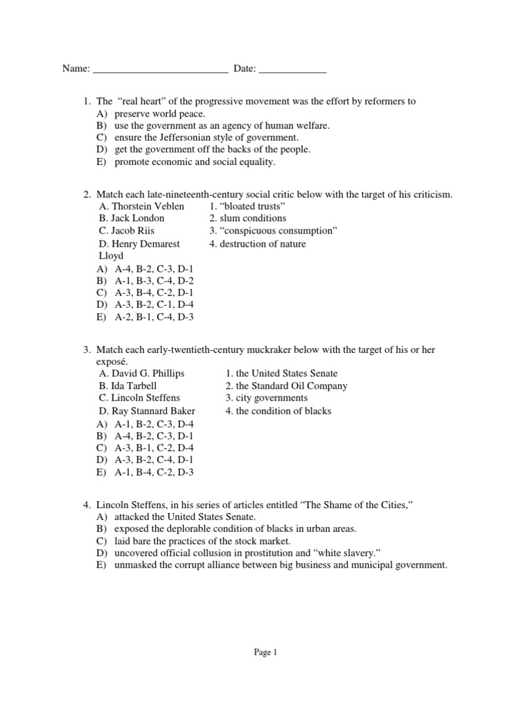 Apush 2829 Sample PDF Woodrow Wilson Democratic Party (United