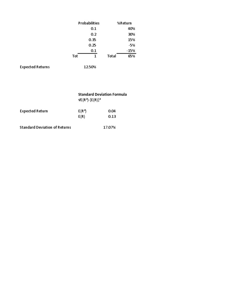 Expected Returns and Standard Deviation | PDF