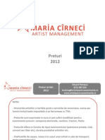 Preturi Artisti - Maria Cirneci Artists Management