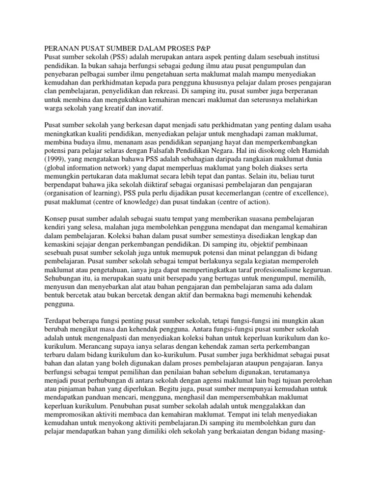 Kaedah Pengajaran Yang Sesuai Dalam Pusat Sumber