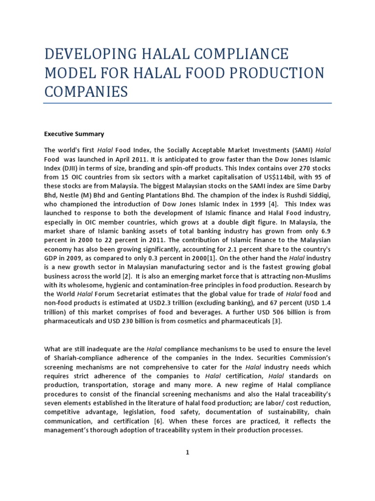 Halal Compliance Model for Food Production | PDF | Stock Market Index ...