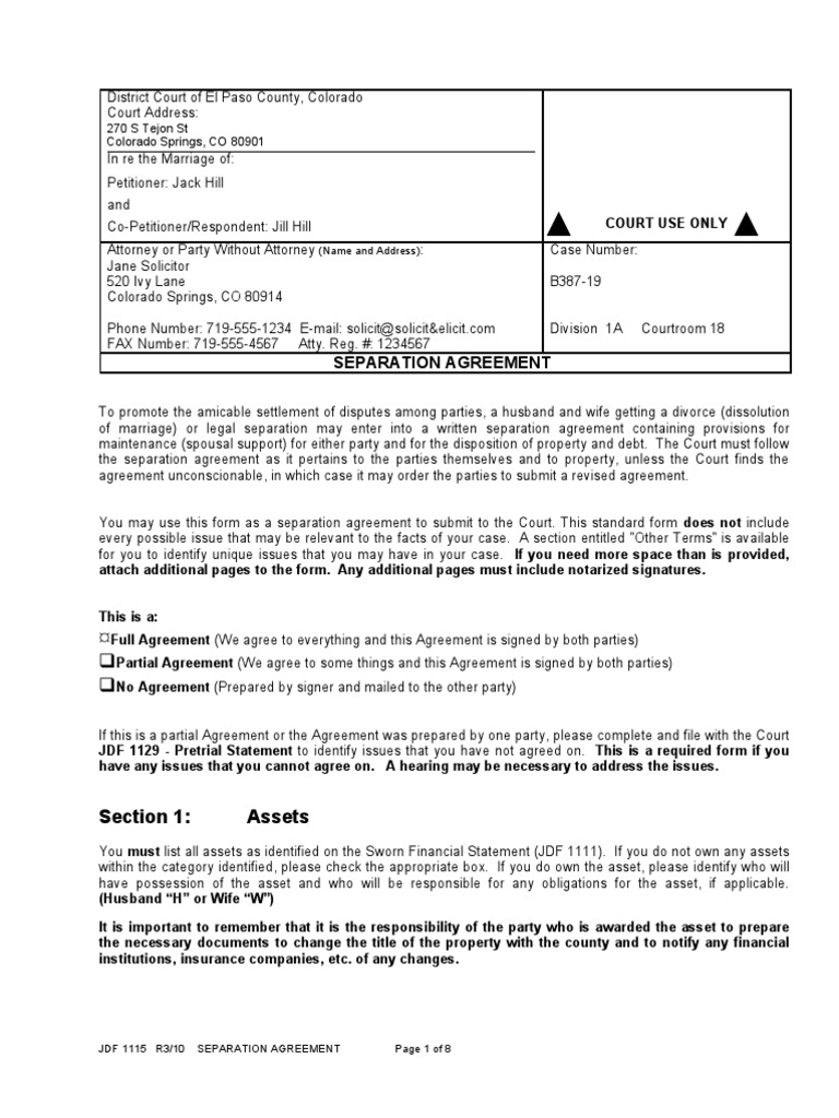 Kim Hoff PAR 117 JDF 1115 Separation Agreement | PDF | Credit (Finance ...