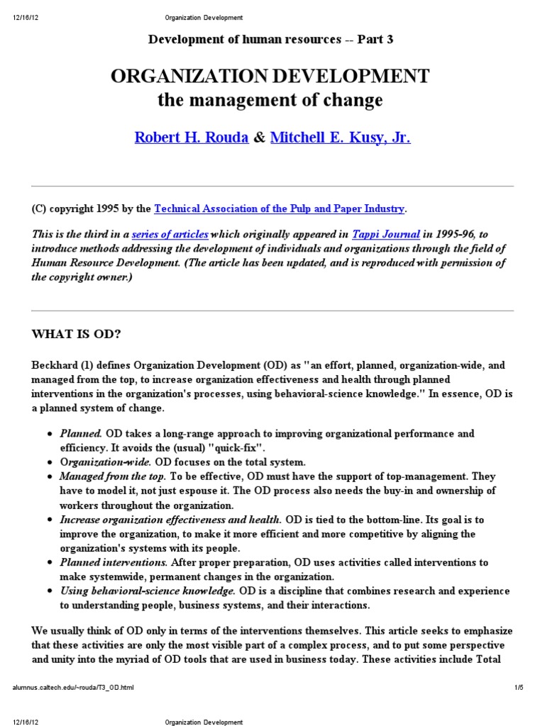 Organisation Change and Development | PDF | Organization Development ...
