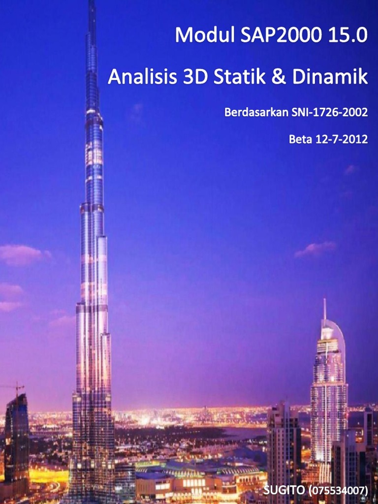 Cover Modul SAP2000 15.0 (Analisis 3D Statik & Dinamik) | PDF
