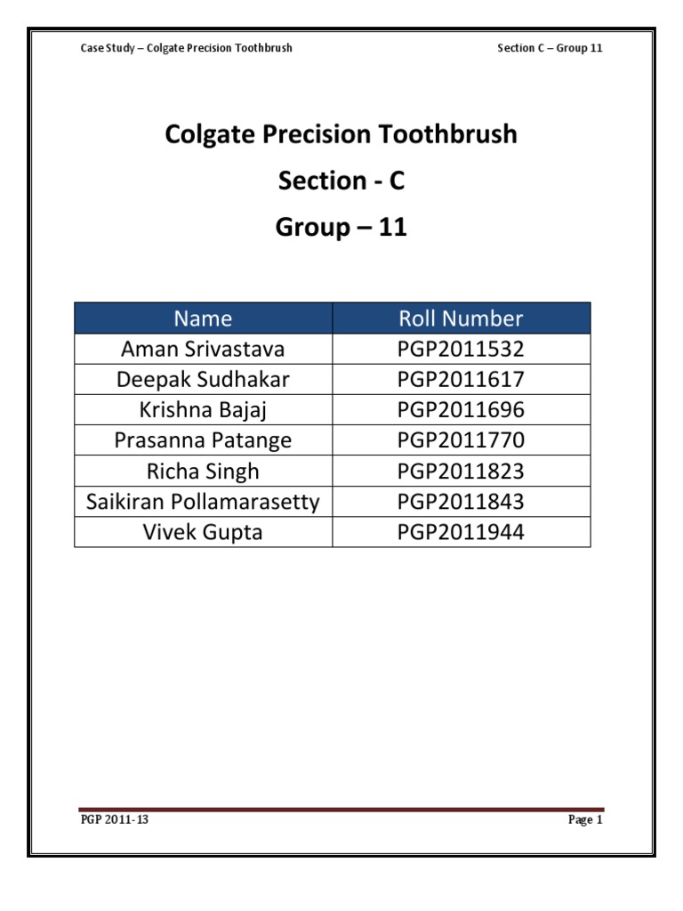 Colgate Precision Toothbrush Analysis | PDF | Toothbrush | Market ...