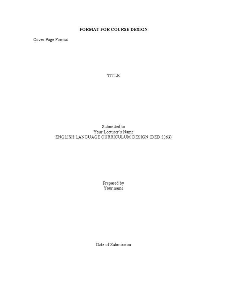 Format For Course Design | PDF