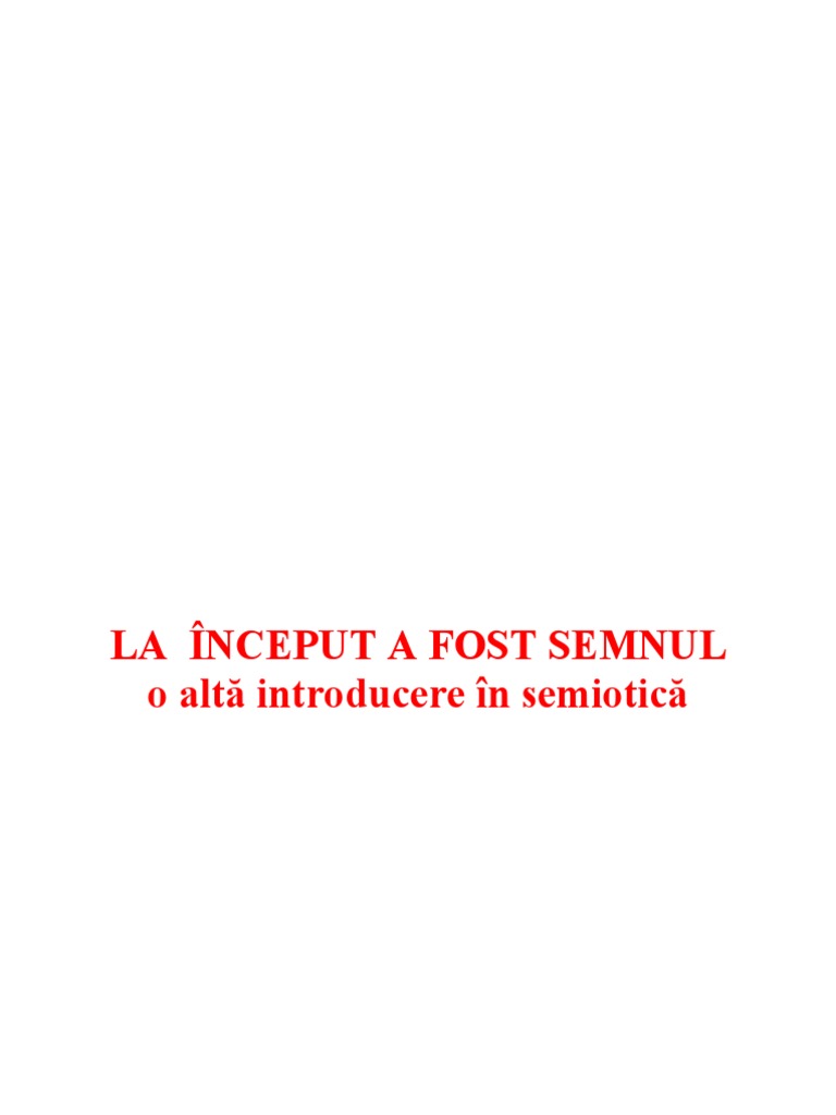 La Inceput A Fost Semnul | PDF