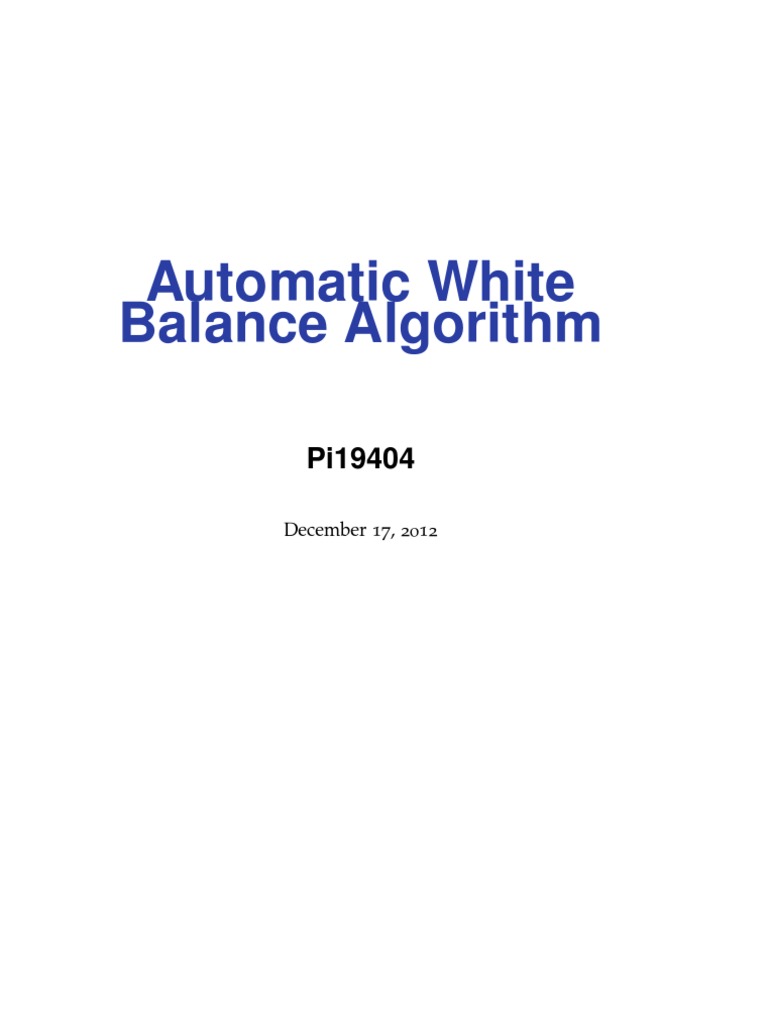 Automatic White Balance Algorithm 1 PDF Color Balance Color