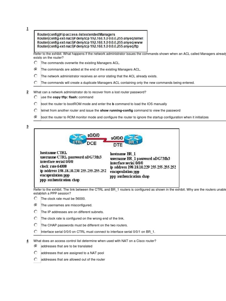 ACL Configuration Scenarios and Outcomes | PDF | I Pv6 | Computer Network