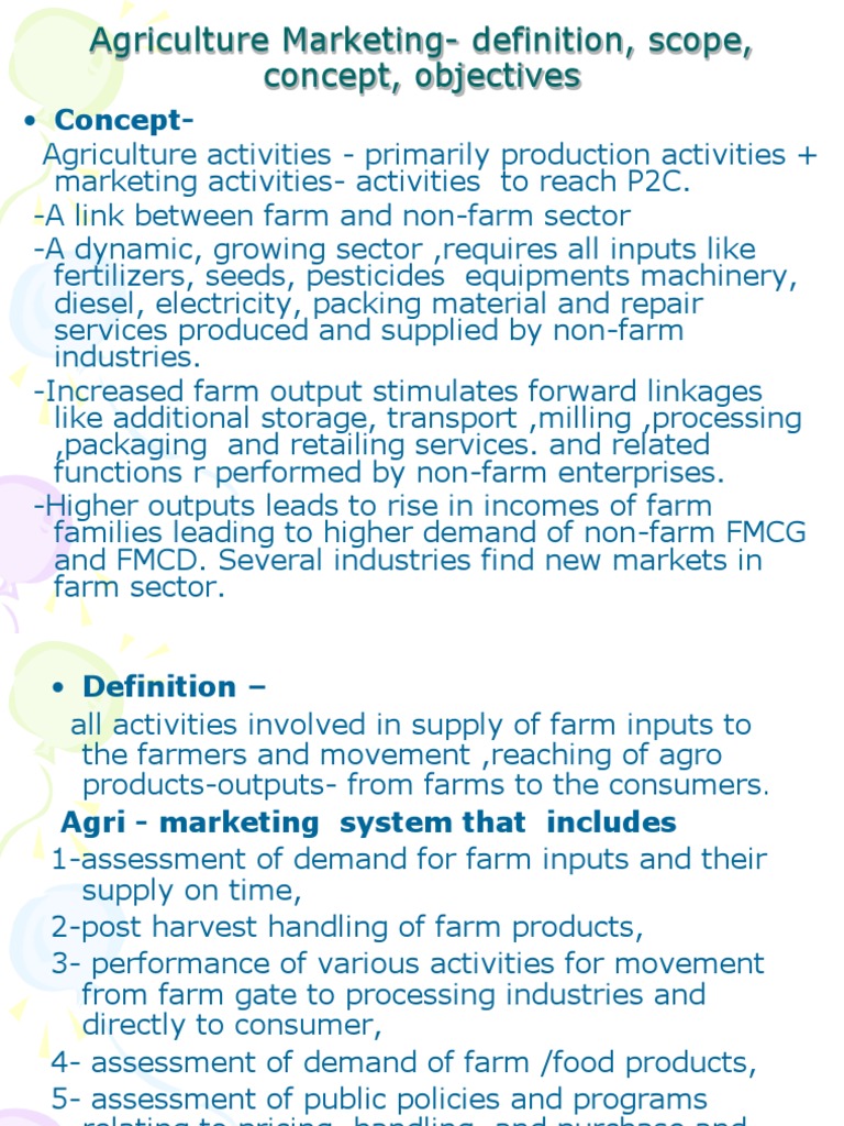 Agricultural Marketing: Definition & Scope | PDF | Farms | Agriculture
