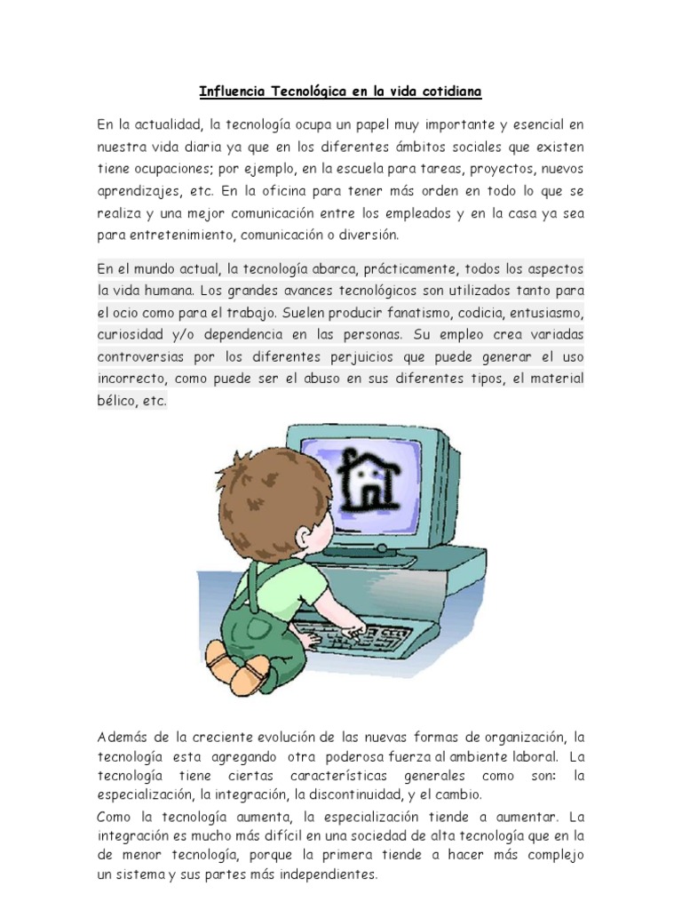Impacto de la tecnología en la vida diaria | PDF | Sociedad | Ciencia y ...