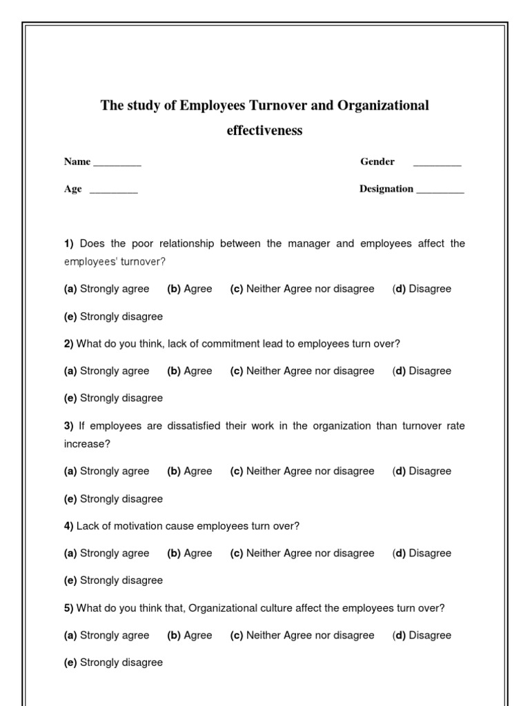 The Study of Employees Turnover and Organizational Effectiveness | PDF