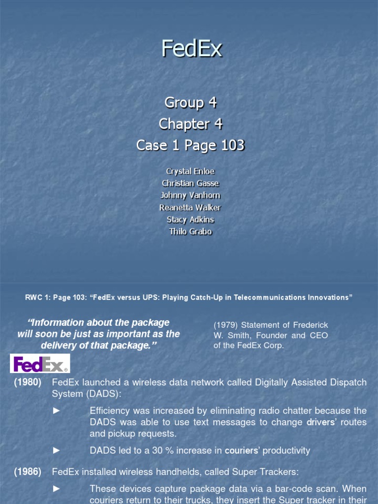Chpt4 MIS-FedEx Case | Download Free PDF | Fed Ex | United Parcel Service