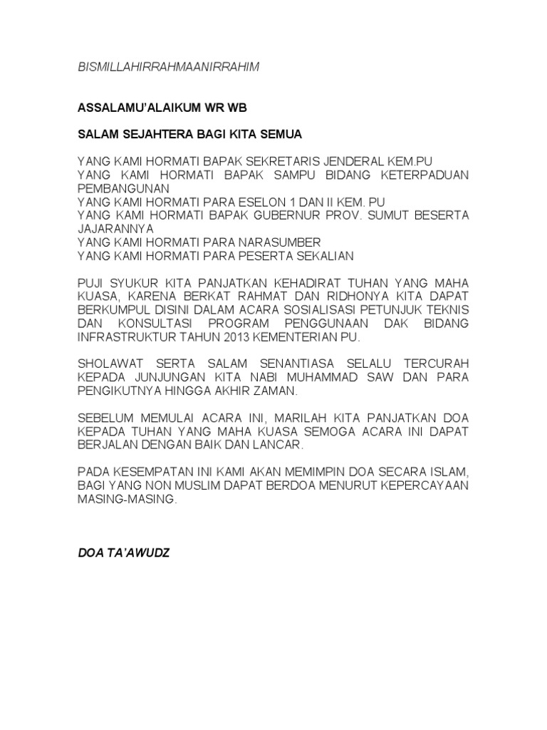 Kata Sambutan Pembukaan Acara Sosialisasi Berita Terbaru Hari Ini