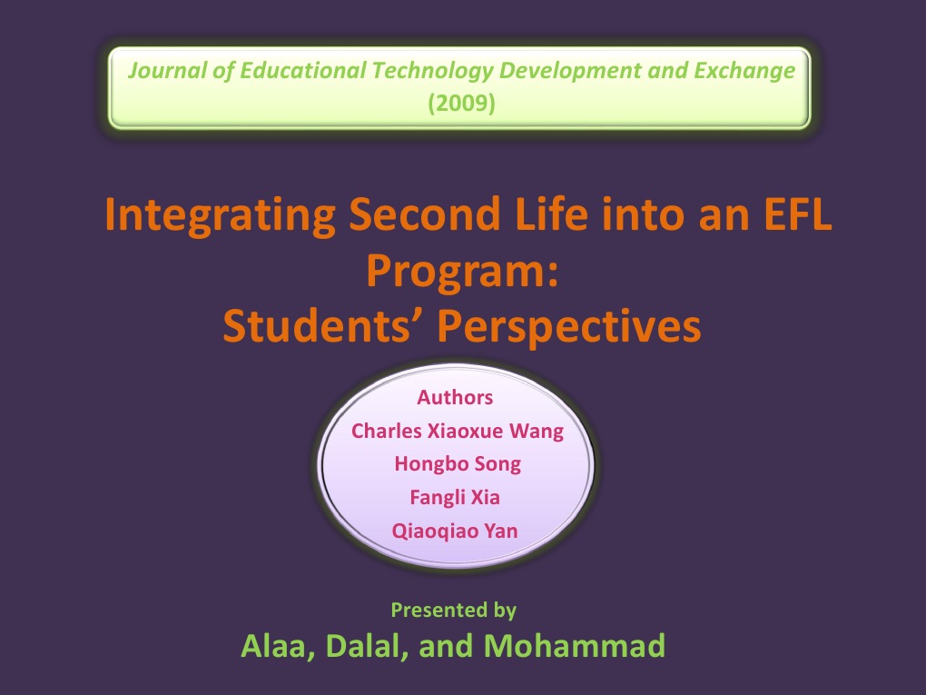 EFL Program Integration in Second Life | PDF | Language Arts & Discipline