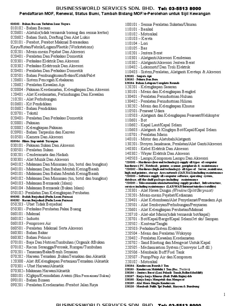 Kod Kewangan Baru Mof Code Latest Edit 19062012 Pdf