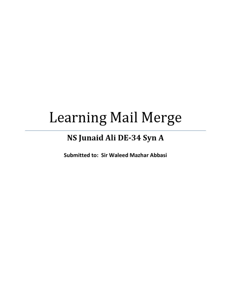 Learning Mail Merge: An Instructional Document on How to Use Mail Merge ...