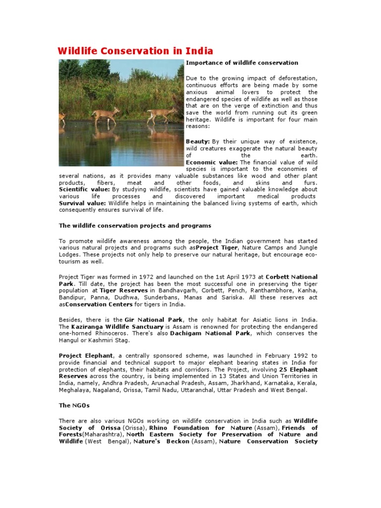 Wildlife Conservation Efforts in India | PDF | Wildlife | Tiger