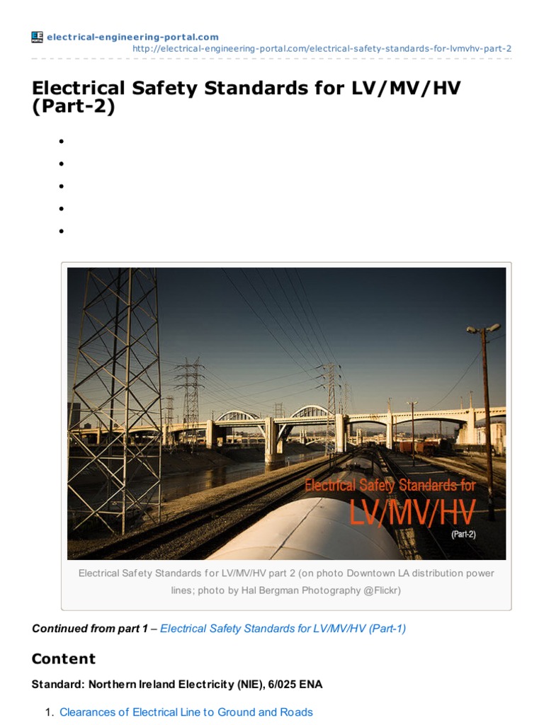 Electrical Safety Standards For LVMVHV Part2 PDF Electric Power