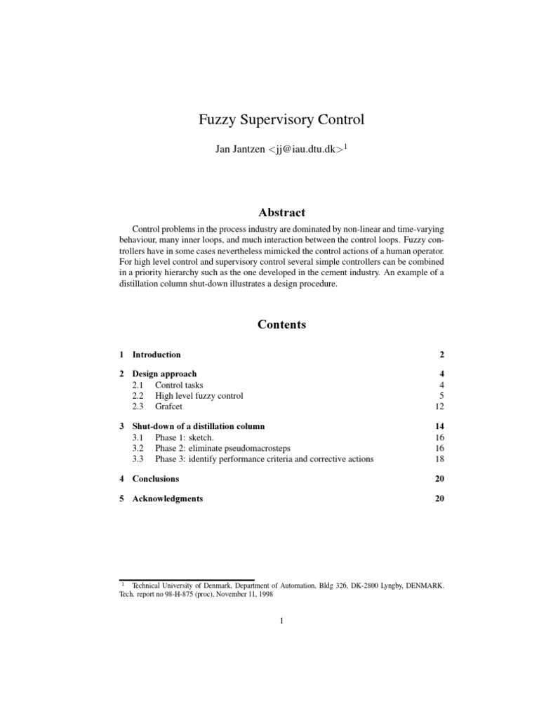 Fuzzy Supervisory Control Design | PDF