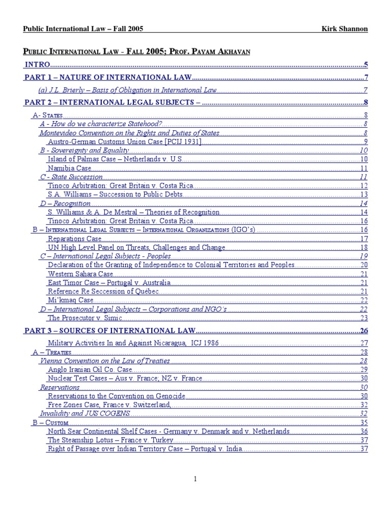 Public International Law Overview 2005 | PDF | International Law ...