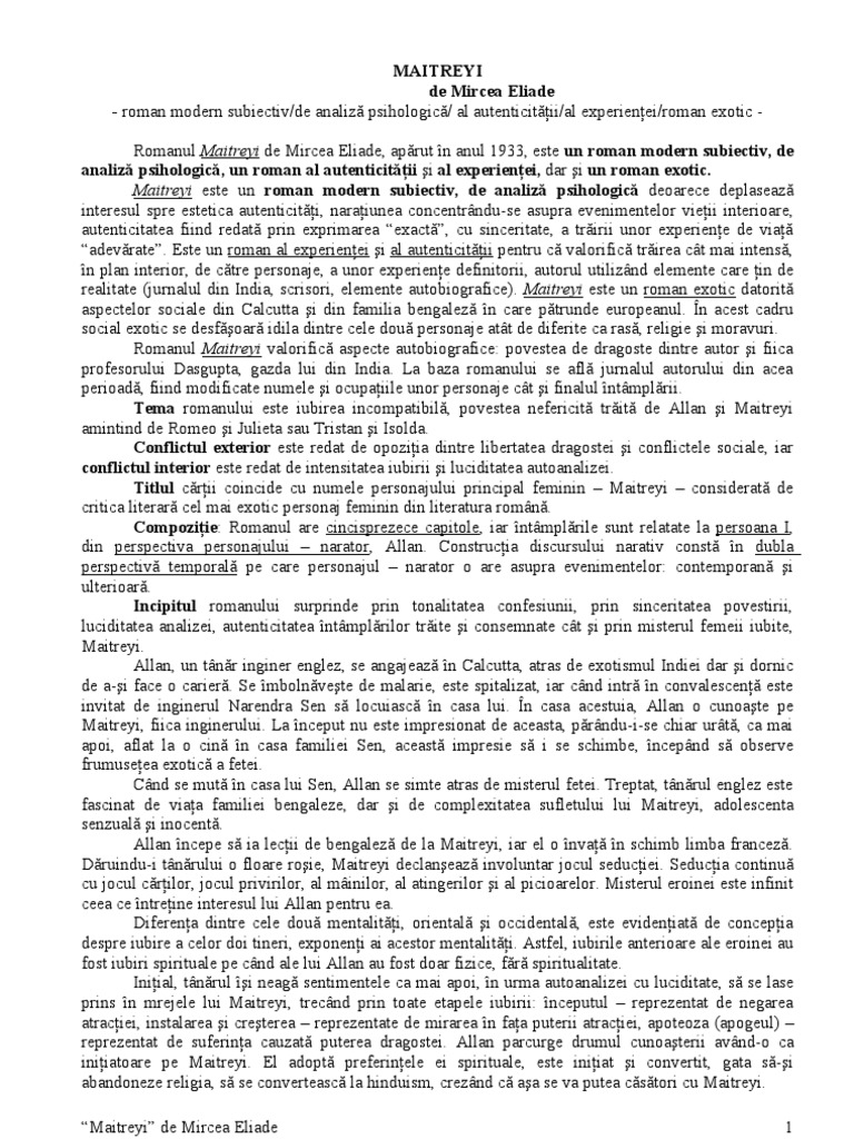 MAITREYI de Mircea Eliade_Comentariu Final