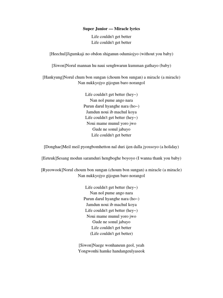 Super Junior Song Lyrics