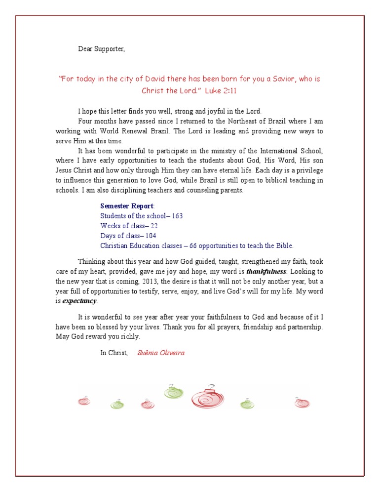 December Prayer Letter | PDF | Religion & Spirituality | Lifestyle