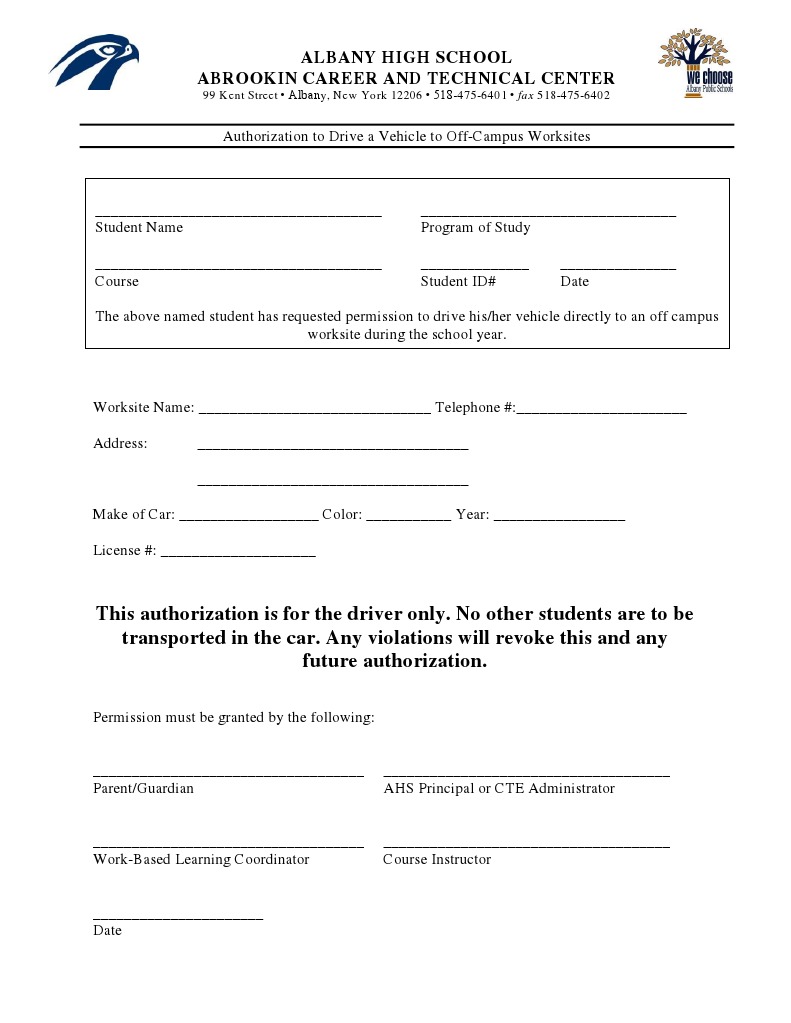 Off-Campus Worksite Driving Authorization | PDF | Business | Technology ...