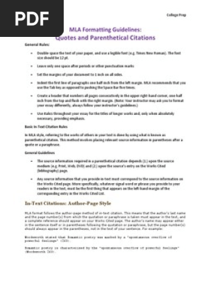 Mla Formatting Guidelines Citation Bracket