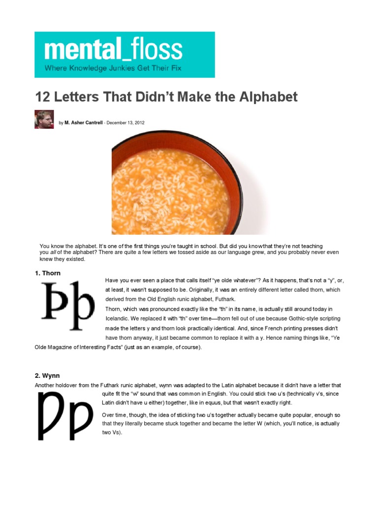12 Letters That Didnt Make The Alphabet | PDF | Alphabet | Orthography