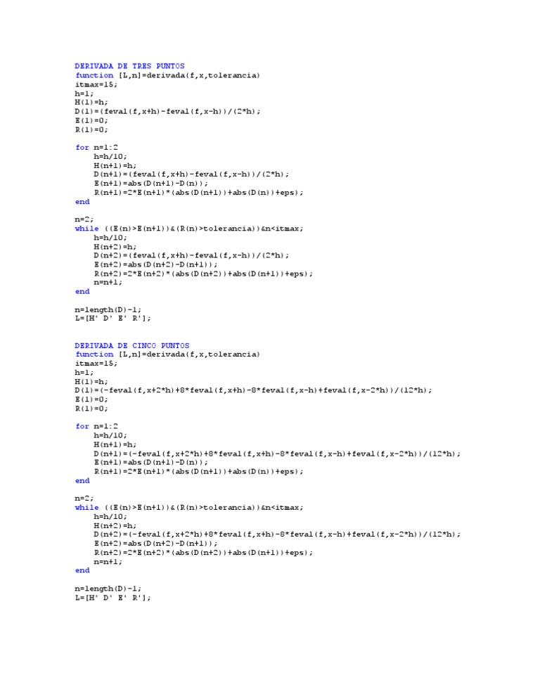 Numerical Derivative Methods | PDF