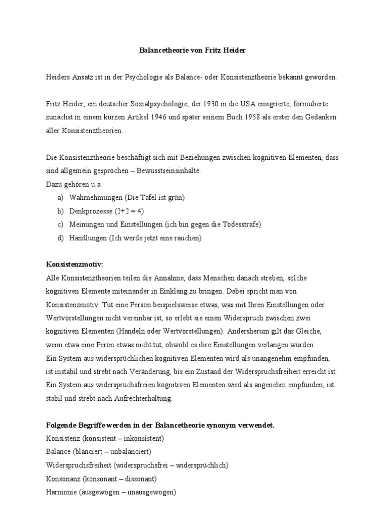 Balancetheorie Von Fritz Heider PDF