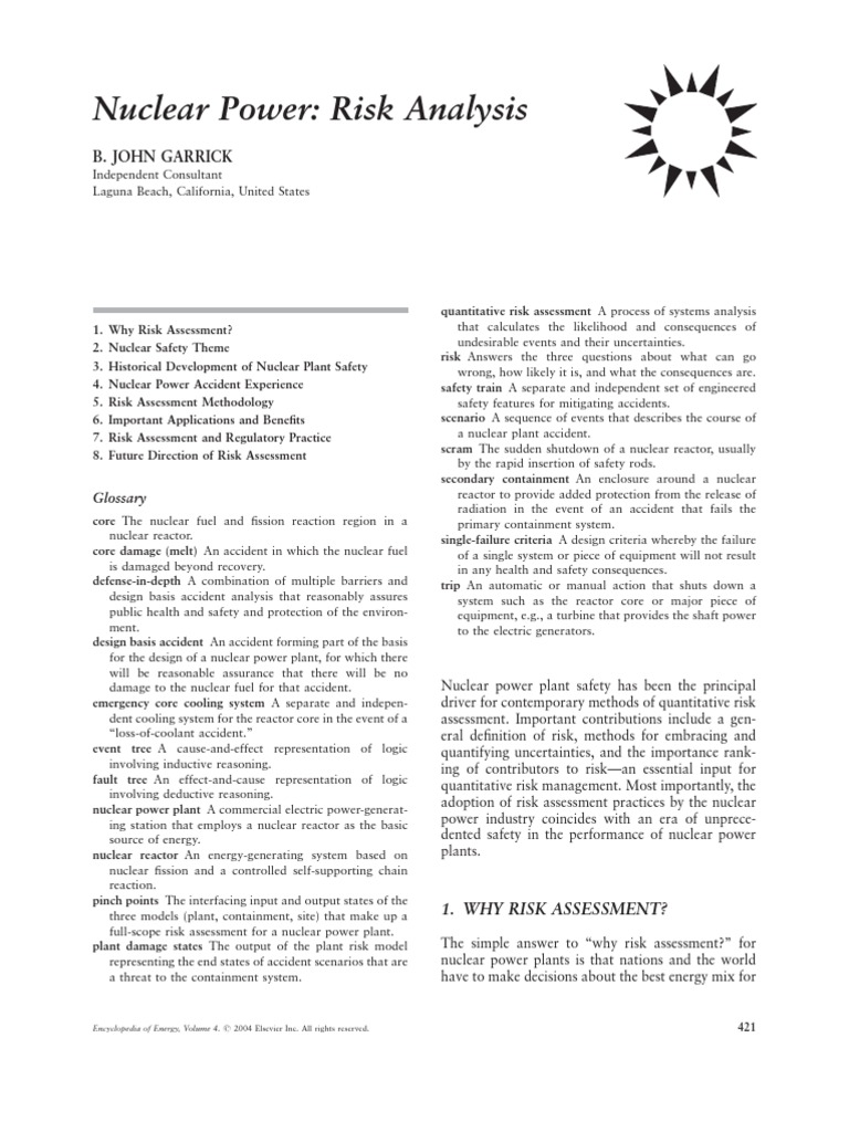 Nuclear Risk Assessment Overview | PDF | Nuclear Power | Nuclear ...