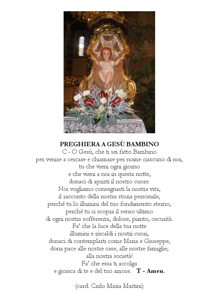 Preghiera A Gesù Bambino Per Bambini PREGHIERA A GESÙ BAMBINO