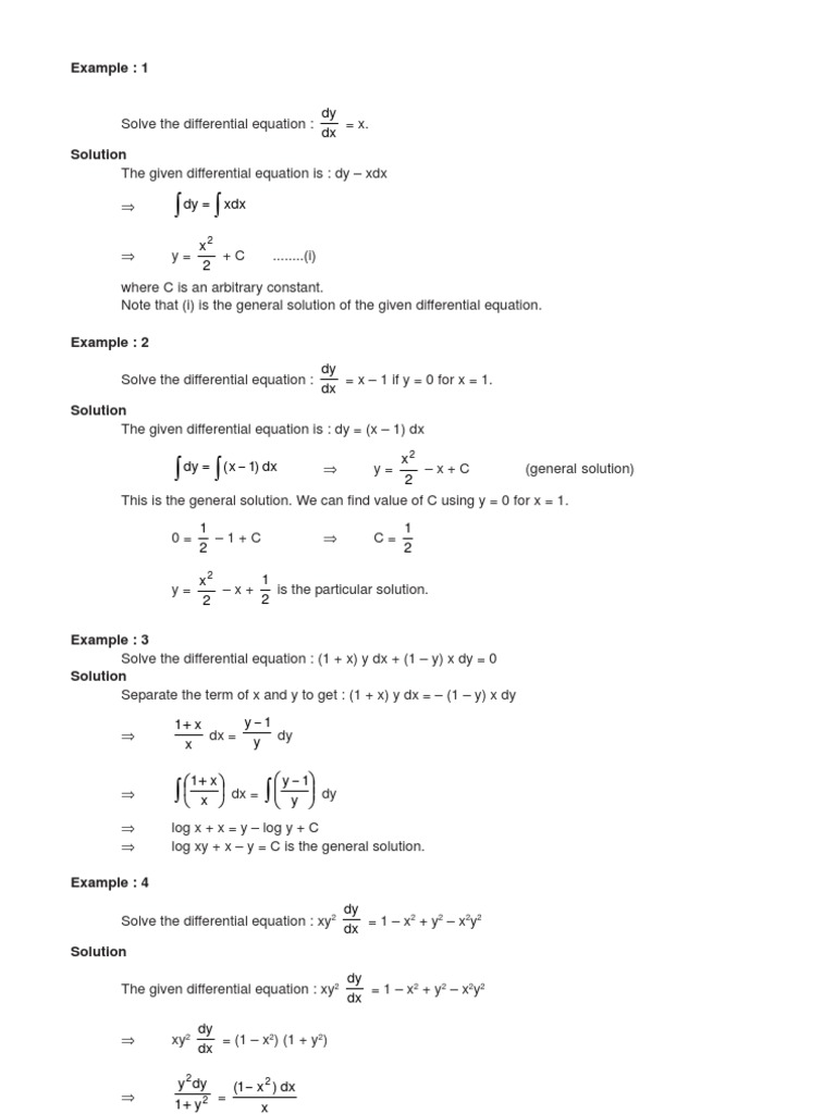 Differential Pdf Tangent Equations