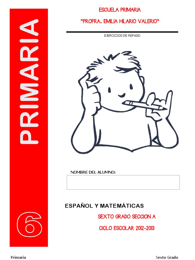 EJERCICIOS DE REPASO PARA SEXTO GRADO