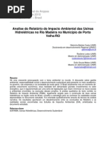 Analise do Relatório do Impacto Ambiental das Usinas Hidrelétricas no Rio Madeira no Município de Porto Velho/RO