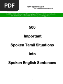 500 Important Spoken Tamil Situations Into Spoken English Sentences - Sample