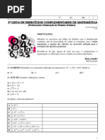 3 Lista de Exercicios Complementar de Matematica