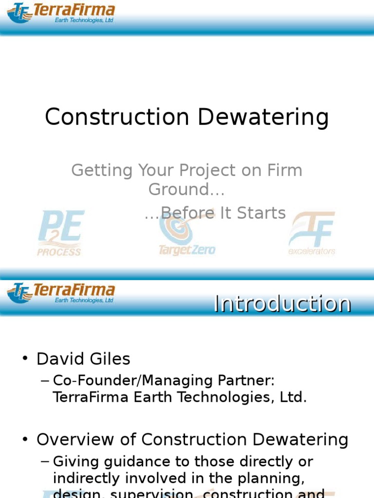 Construction Dewatering Means and Methods Presentation | PDF | Deep ...