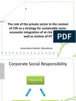 The Role of The Private Sector in The Context of CSR As A Strategy For Sustainable Socio-Economic Integration of at Risk Groups As Well As Victims of HT
