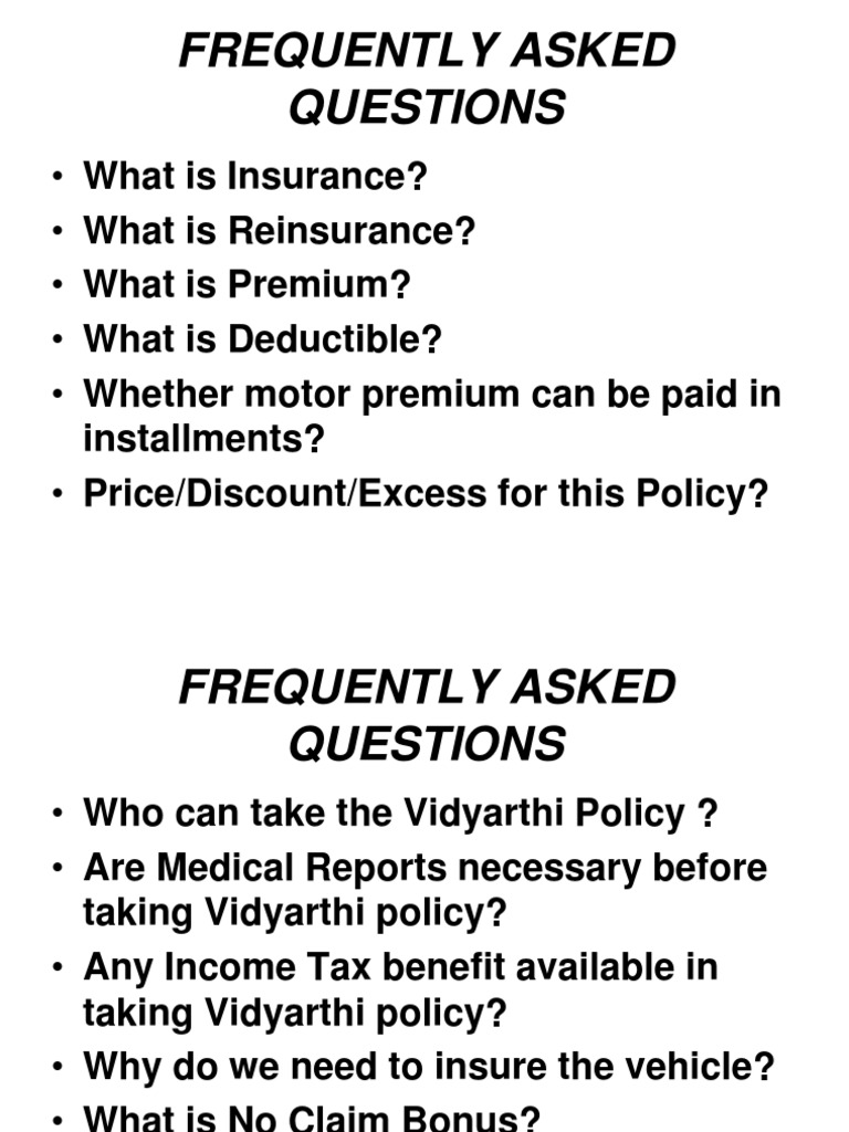 Insurance FAQs: Key Concepts Explained | PDF