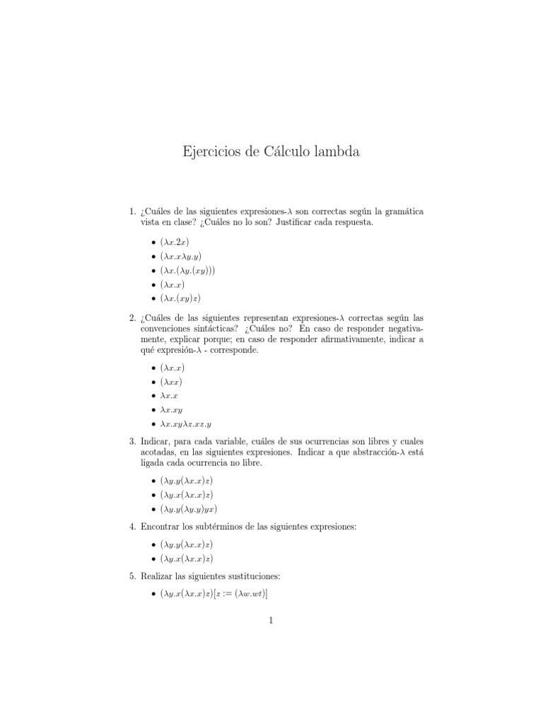 Ejercicios Calculo Lambda | PDF