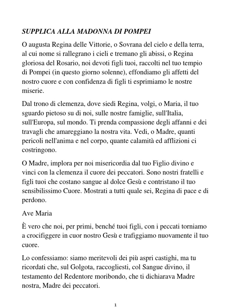 Supplica Alla Madonna Di Pompei Pdf