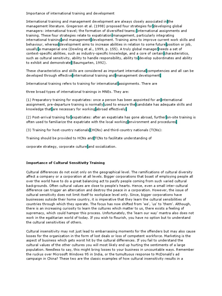 Importance of International Training | PDF | Cross Cultural ...