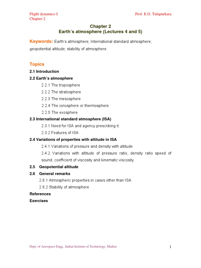 Earth's Atmosphere Overview and ISA | PDF | Atmosphere Of Earth ...