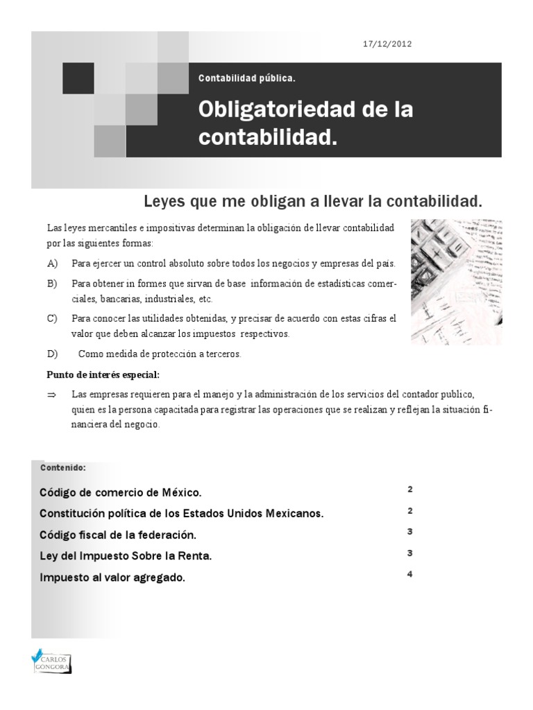 Obligatoriedad de La Contabilidad Contabilidad Impuestos